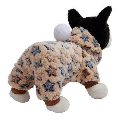 Weiche Flanell-Hundepyjama mit Streifen – Warmes Vierbeiniges Haustierkostüm für Herbst & Winter