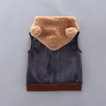 Warmer 3-teiliges Winter-Set für Babys – Kapuzenjacke mit Bärenmotiv, Weste & Hose – Baumwoll-Fleece für Jungen & Mädchen (1–3 Jahre)