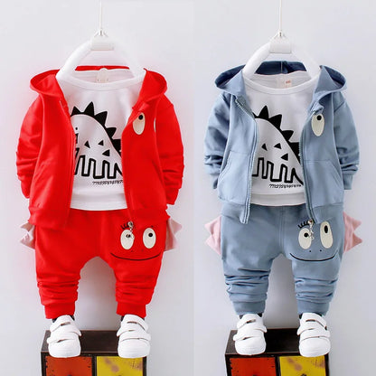 Winter-Set für Jungen (1–4 Jahre) – 3-teilig: Warmes Dino-Outfit mit Kapuzenjacke, Shirt & Hose – Fleecegefüttert