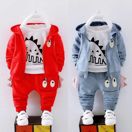 Winter-Set für Jungen (1–4 Jahre) – 3-teilig: Warmes Dino-Outfit mit Kapuzenjacke, Shirt & Hose – Fleecegefüttert