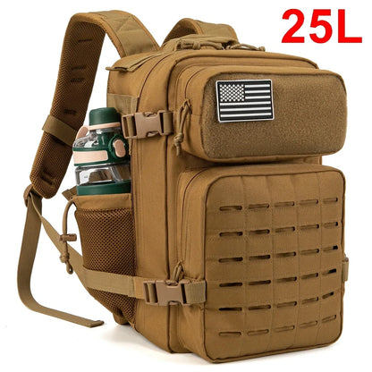 QT&QY Taktischer Rucksack 25L/45L – Outdoor Survival Bug Out Bag für Männer & Frauen – Schulrucksack mit Flaschenhalter