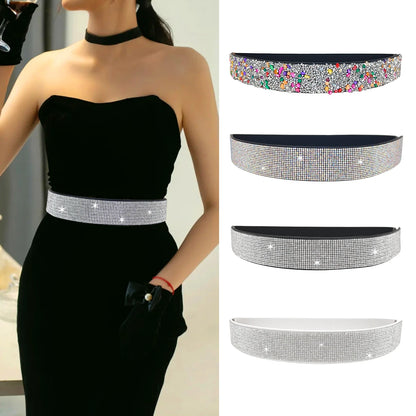 Exklusiver Damen-Gürtel mit Strass – Elastischer Modestretch-Gürtel für Kleider & festliche Anlässe