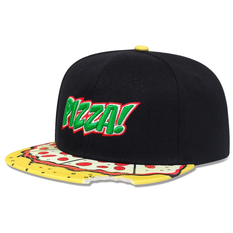 Unisex Baseballcap mit Eye & Pizza Stickerei – Verstellbare Hip-Hop Mütze für Frühling & Herbst | Casual Streetwear