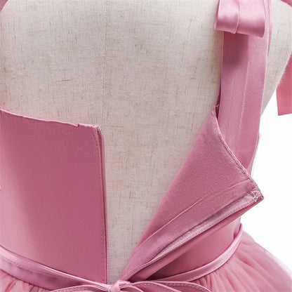 Elegantes Weihnachtskleid für Mädchen – Rückenfreies Prinzessinnenkleid mit Schleife – Festliches Ballkleid für Gala, Geburtstag & Hochzeit (Grün)
