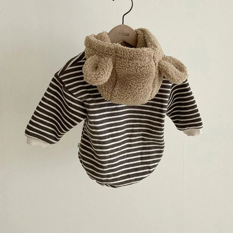 Kuscheliges Winter-Set für Babys – Fleece Hoodie mit Tierkapuze (Hase/Bär) + Hose – Warm & Süß (0–24 Monate)