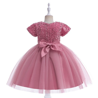 Elegantes Prinzessinnenkleid für Mädchen mit Pailletten & Tüll – Festliches Kleid für Auftritte, Feiern & besondere Anlässe