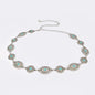 Boho Taillenkette für Damen – Silberfarbene Kette mit blauen Edelstein-Elementen | Eleganter Ellipsen-Look für Röcke & Kleider