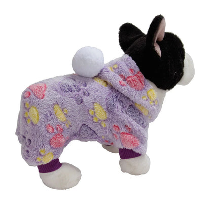 Weiche Flanell-Hundepyjama mit Streifen – Warmes Vierbeiniges Haustierkostüm für Herbst & Winter