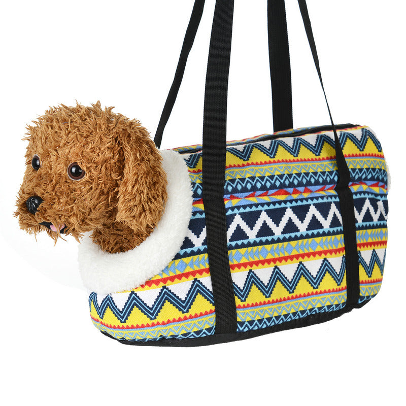 Klassische Haustiertragetasche für kleine Hunde & Katzen – Weiche Schultertasche mit Trageriemen, Outdoor-Reisetasche