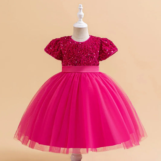 Elegantes Prinzessinnenkleid für Mädchen mit Pailletten & Tüll – Festliches Kleid für Auftritte, Feiern & besondere Anlässe