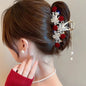 Luxuriöse Haarspange mit Strass, Glockenblume, Rose & Schmetterling – Elegante Haarklammer mit Quaste für Damen