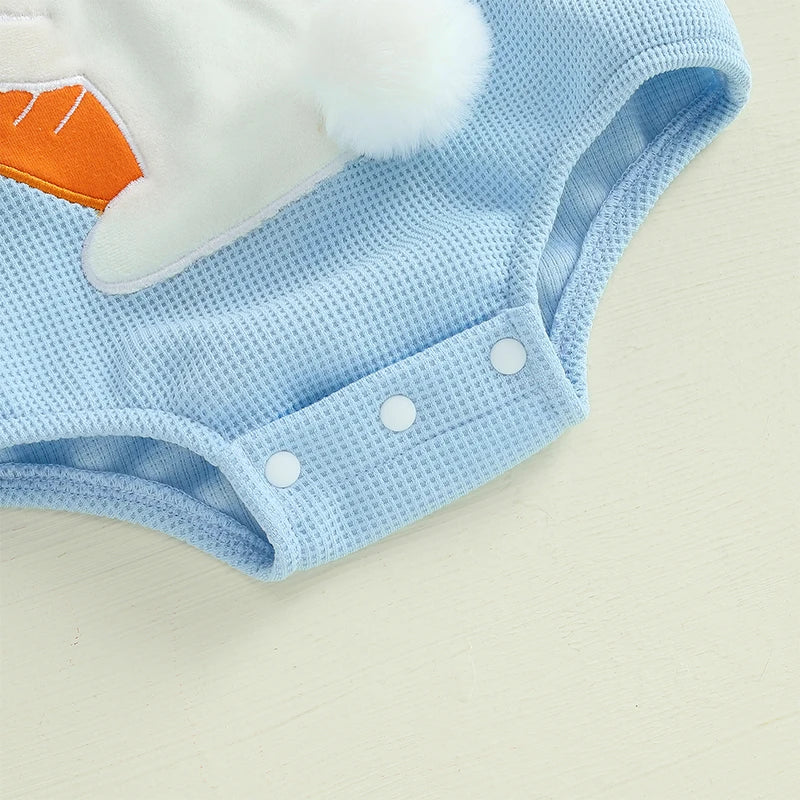 Neugeborenen Oster-Outfit – Baby Body mit Hasenstickerei & passender Mütze – 2-teiliges Set für Jungen & Mädchen