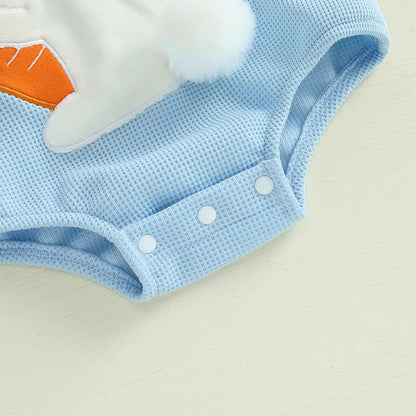 Neugeborenen Oster-Outfit – Baby Body mit Hasenstickerei & passender Mütze – 2-teiliges Set für Jungen & Mädchen