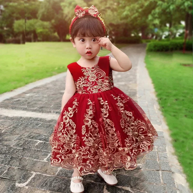Sommerliches Prinzessinnenkleid für Mädchen – Ärmellos mit Rückenschleife & Pailletten – Festliches Kleid für Hochzeit, Party & Geburtstag