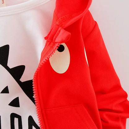 Winter-Set für Jungen (1–4 Jahre) – 3-teilig: Warmes Dino-Outfit mit Kapuzenjacke, Shirt & Hose – Fleecegefüttert