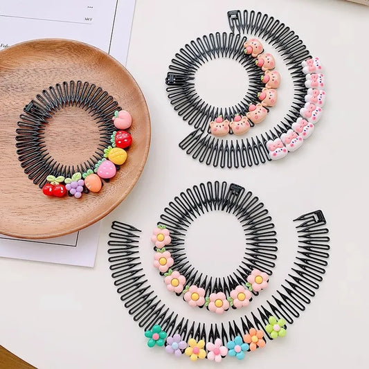Y2K Haar-Accessoires für Mädchen – 1/3 Stück Haarreif-Kämme mit bunten Sternen & Häschen-Motiv | Süße Haarspangen für Prinzessinnen & Kinder