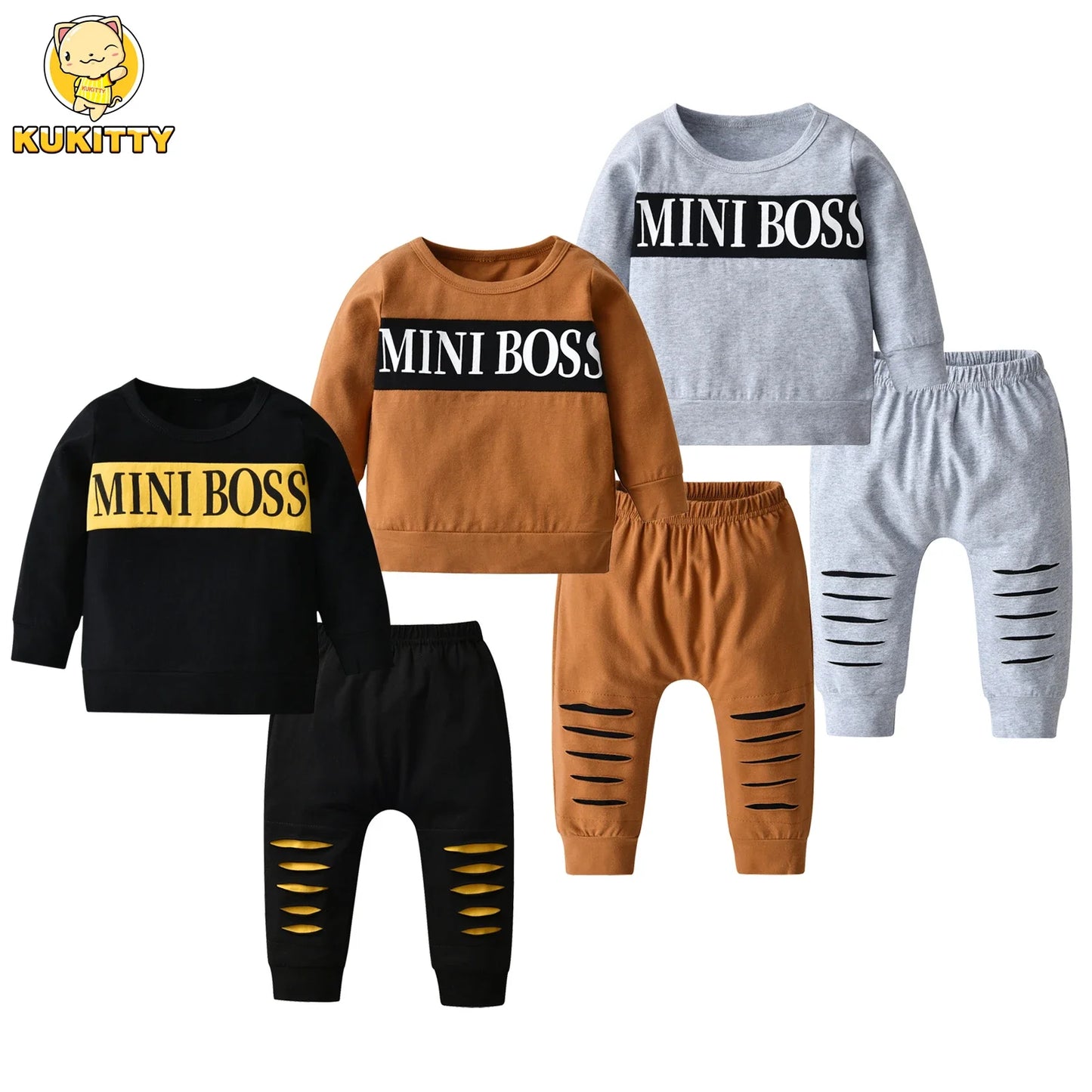 2-teiliges Baby-Set für Herbst – Langarm-Shirt mit Schriftzug & Hose – Unisex Baumwoll-Outfit für Neugeborene & Kleinkinder (0–24 Monate)