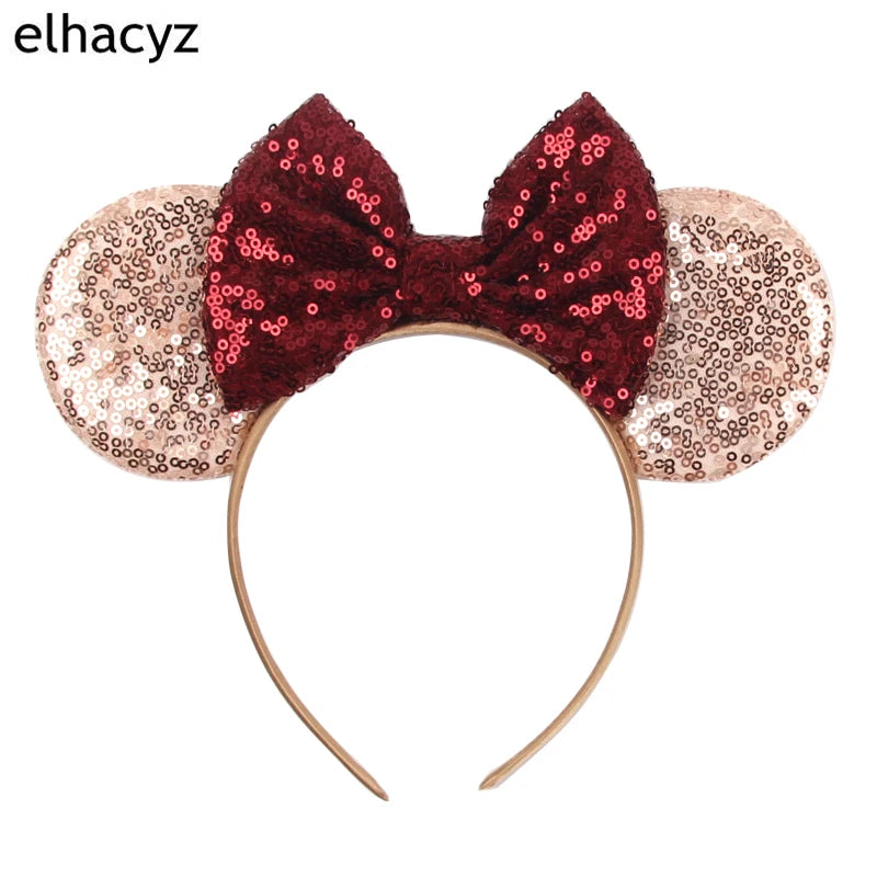 2025 Disney Minnie Maus Haarreif mit Stickerei & Pailletten – Party-Accessoire für Kinder & Erwachsene