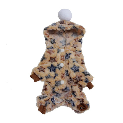 Weiche Flanell-Hundepyjama mit Streifen – Warmes Vierbeiniges Haustierkostüm für Herbst & Winter
