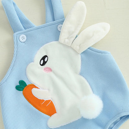 Neugeborenen Oster-Outfit – Baby Body mit Hasenstickerei & passender Mütze – 2-teiliges Set für Jungen & Mädchen