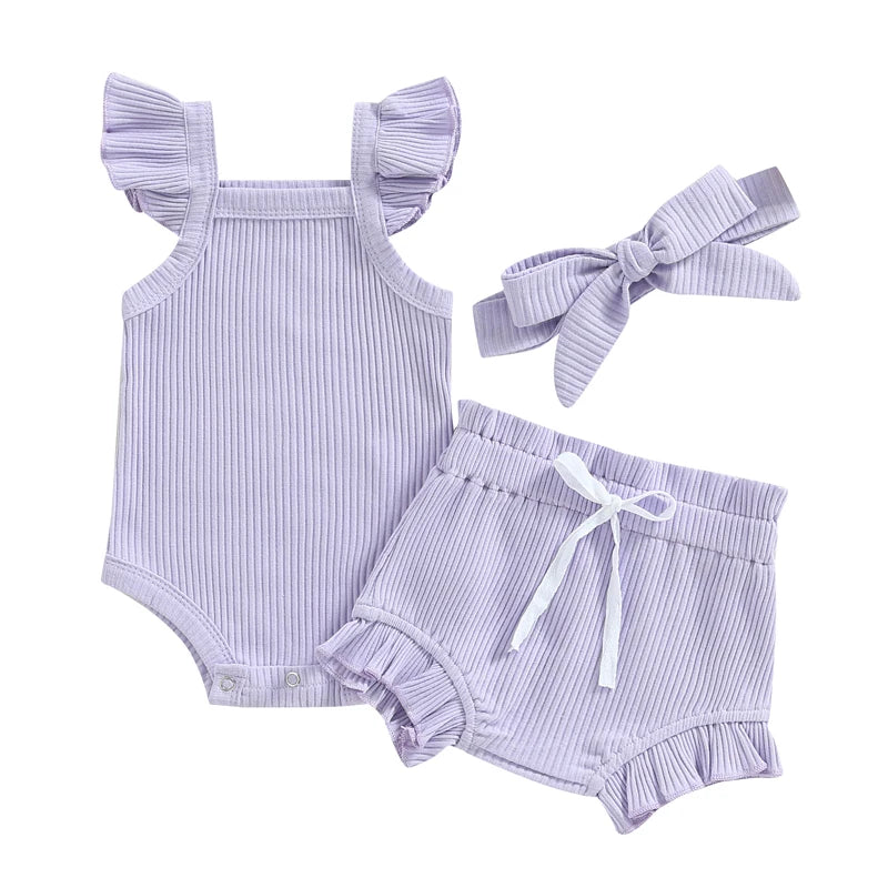 Sommer Baby Unisex 2-tlg. Set – Rüschenträger-Body & Shorts | Weiches Baumwoll-Outfit für Mädchen & Jungen (0–18 Monate)