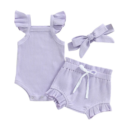 Sommer Baby Unisex 2-tlg. Set – Rüschenträger-Body & Shorts | Weiches Baumwoll-Outfit für Mädchen & Jungen (0–18 Monate)