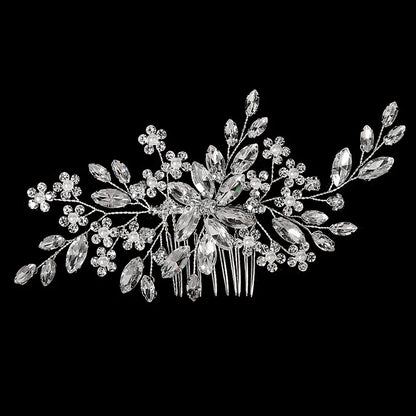 Silberner Haarkamm mit Perlen & Strass – Handgefertigtes elegantes Haarschmuck-Accessoire für Damen & Bräute