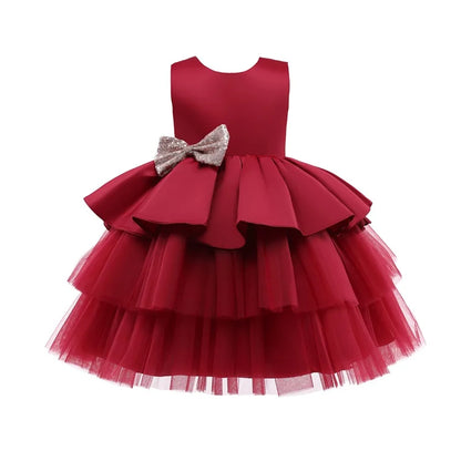 Elegantes Weihnachtskleid für Mädchen – Rückenfreies Prinzessinnenkleid mit Schleife – Festliches Ballkleid für Gala, Geburtstag & Hochzeit (Grün)