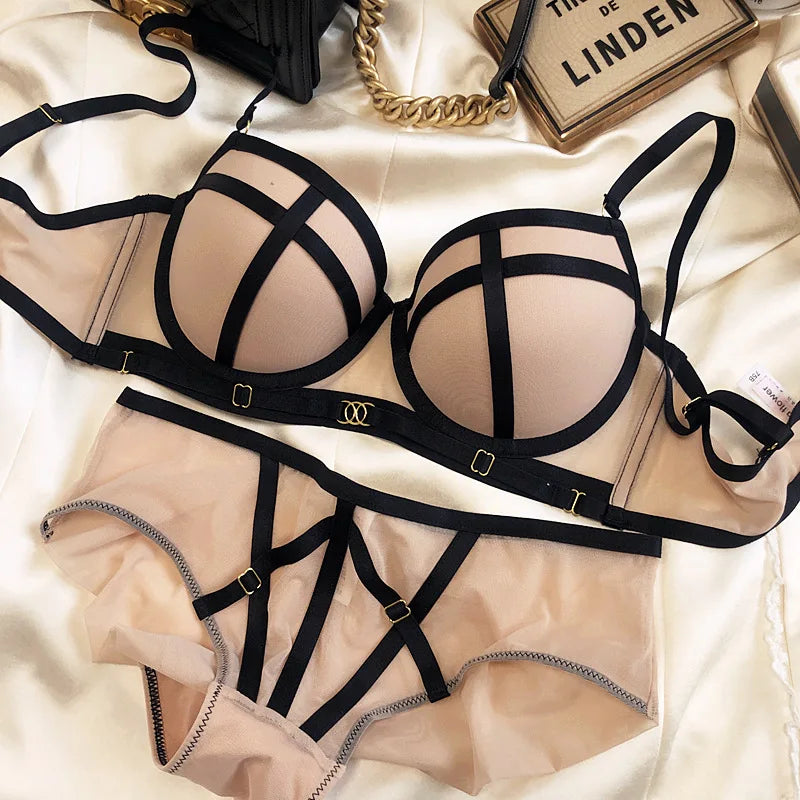 Sexy Push-Up-BH Set mit Bandage & Spitze – CD-Cup, Plus Size, Plunge-Stil
