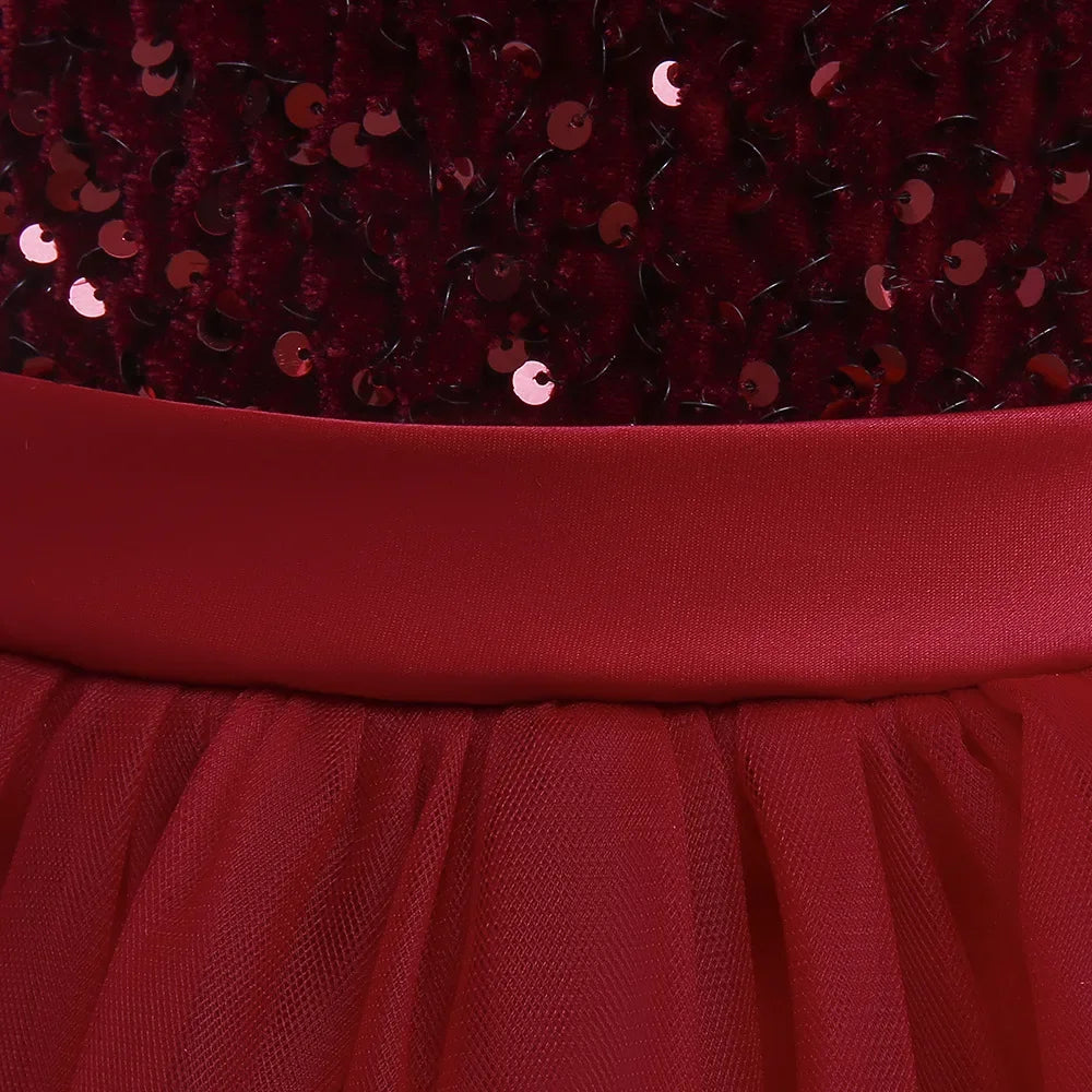 Elegantes Prinzessinnenkleid für Mädchen mit Pailletten & Tüll – Festliches Kleid für Auftritte, Feiern & besondere Anlässe