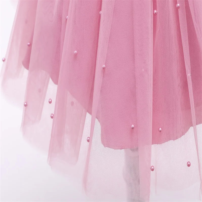 Vintage Prinzessinnenkleid mit Spitze & Stickerei – Luxuriöses Partykleid für Mädchen mit Rüschen & Goldakzenten (1–5 Jahre)