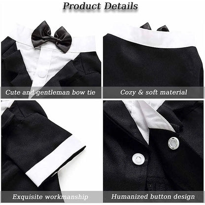Eleganter Hunde-Smoking – Hochzeitsanzug für Hunde mit Fliege & Hemd – Festliches Outfit für Hunde & Katzen