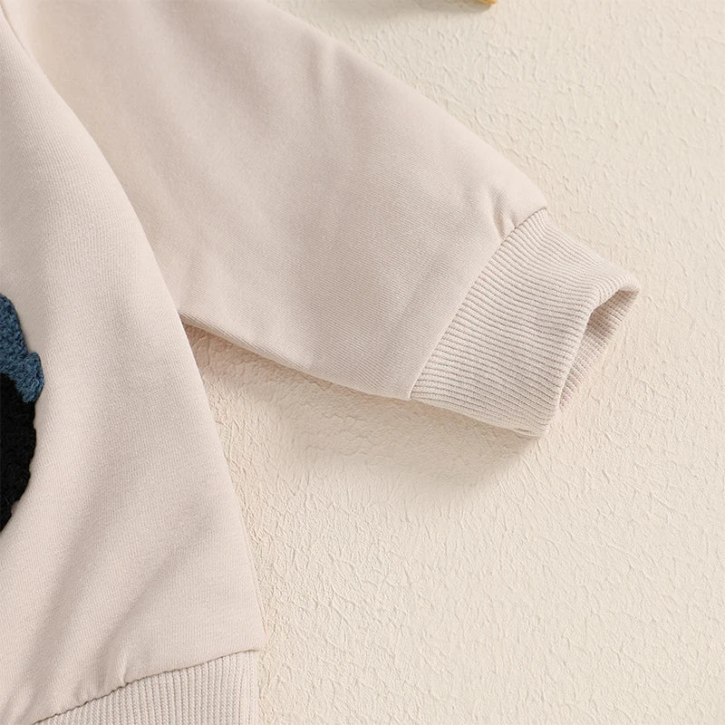 Jungen-Set für Frühling & Herbst – 2-teilig: Sweatshirt mit Traktor-Stickerei & einfarbige Hose – von Lioraitiin (0–3 Jahre)