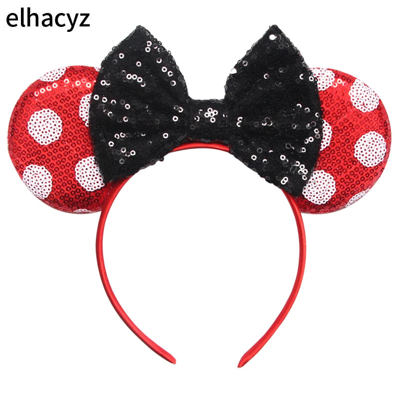 2025 Disney Minnie Maus Haarreif mit Stickerei & Pailletten – Party-Accessoire für Kinder & Erwachsene