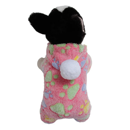 Weiche Flanell-Hundepyjama mit Streifen – Warmes Vierbeiniges Haustierkostüm für Herbst & Winter