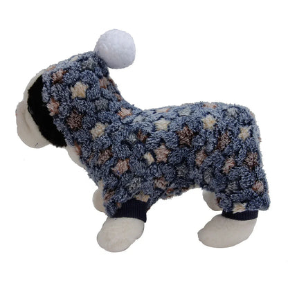 Weiche Flanell-Hundepyjama mit Streifen – Warmes Vierbeiniges Haustierkostüm für Herbst & Winter