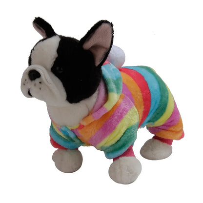 Weiche Flanell-Hundepyjama mit Streifen – Warmes Vierbeiniges Haustierkostüm für Herbst & Winter