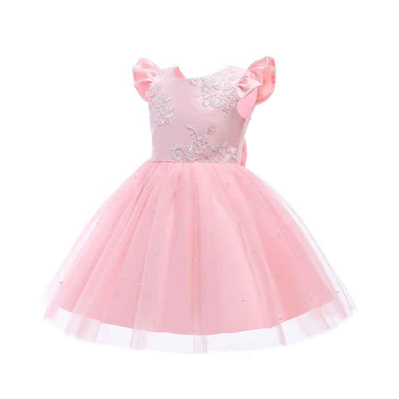 Elegantes Weihnachtskleid für Mädchen – Rückenfreies Prinzessinnenkleid mit Schleife – Festliches Ballkleid für Gala, Geburtstag & Hochzeit (Grün)
