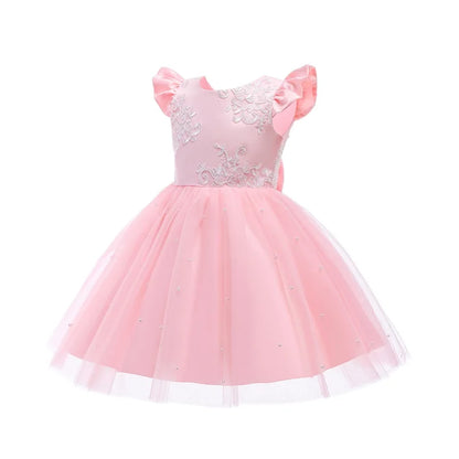 Elegantes Weihnachtskleid für Mädchen – Rückenfreies Prinzessinnenkleid mit Schleife – Festliches Ballkleid für Gala, Geburtstag & Hochzeit (Grün)