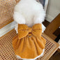 Haustierkleidung – Herbst/Winter Cordrock mit Kürbis-Design für Hunde & Katzen – Warmes Spitzenkleid mit Schnallenverschluss