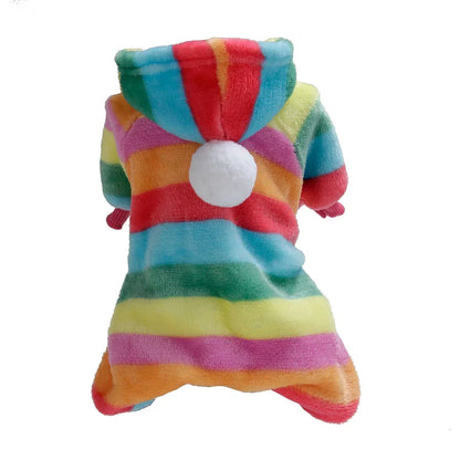Weiche Flanell-Hundepyjama mit Streifen – Warmes Vierbeiniges Haustierkostüm für Herbst & Winter