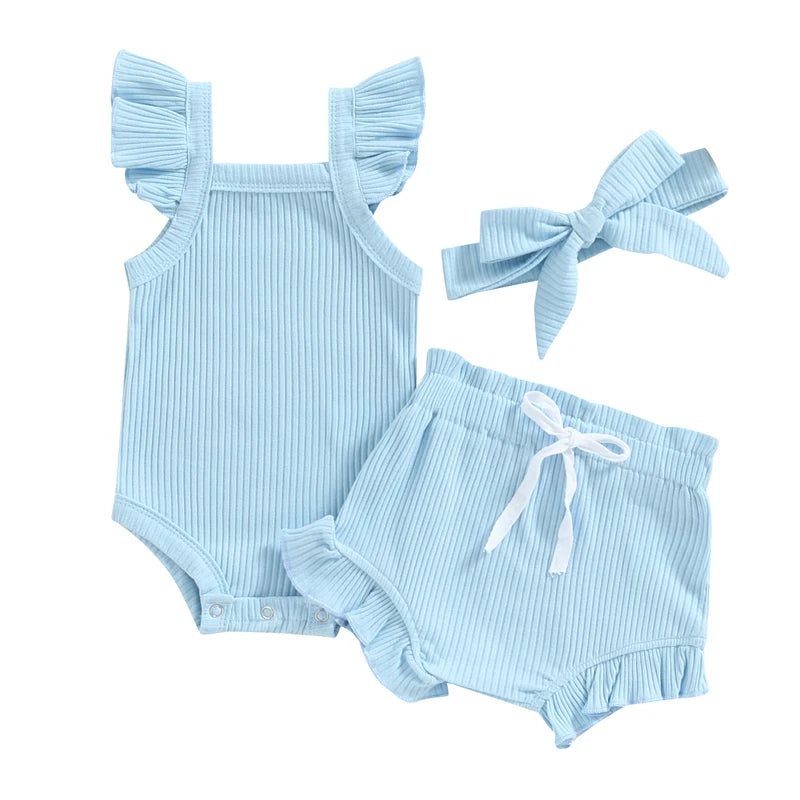 Sommer Baby Unisex 2-tlg. Set – Rüschenträger-Body & Shorts | Weiches Baumwoll-Outfit für Mädchen & Jungen (0–18 Monate)