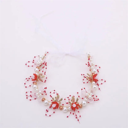 Frühlingshafte Boho Blumenkrone mit Perlen für Mädchen – Hochzeit Haarschmuck & Blumen-Haarreif | Kinder Geschenk