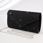 Damen Glitzer Clutch – Envelope-Abendtasche mit Kette in Silber – Elegante Mini-Handtasche für Hochzeit & Party