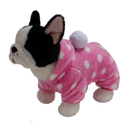 Weiche Flanell-Hundepyjama mit Streifen – Warmes Vierbeiniges Haustierkostüm für Herbst & Winter