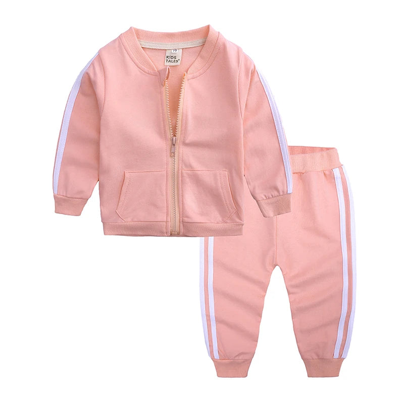 Frühling & Herbst Baby Jogginganzug – 2-teiliges Set aus Baumwolle mit Reißverschlussjacke & Hose für Mädchen & Jungen (6–24 Monate)