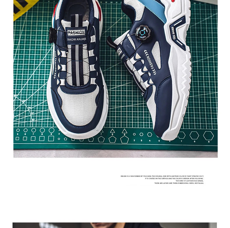 Herren Sneaker mit Rotationsverschluss – Koreanischer Stil | Bequeme Sportschuhe mit weicher Sohle & rutschfestem Profil – Ganzjahres-Freizeitschuhe