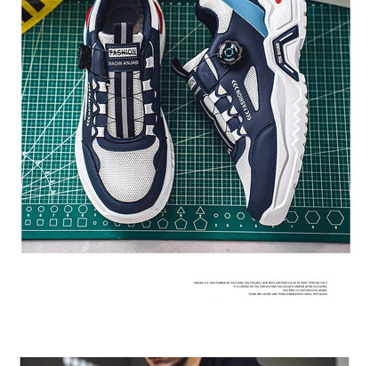 Herren Sneaker mit Rotationsverschluss – Koreanischer Stil | Bequeme Sportschuhe mit weicher Sohle & rutschfestem Profil – Ganzjahres-Freizeitschuhe