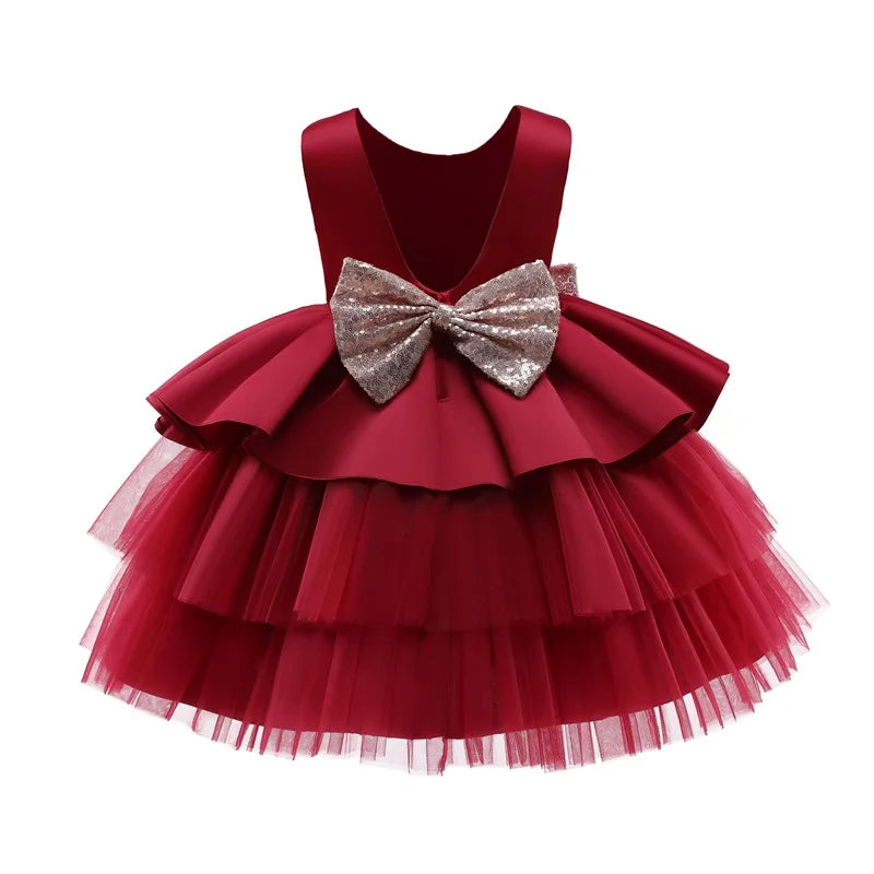 Elegantes Weihnachtskleid für Mädchen – Rückenfreies Prinzessinnenkleid mit Schleife – Festliches Ballkleid für Gala, Geburtstag & Hochzeit (Grün)