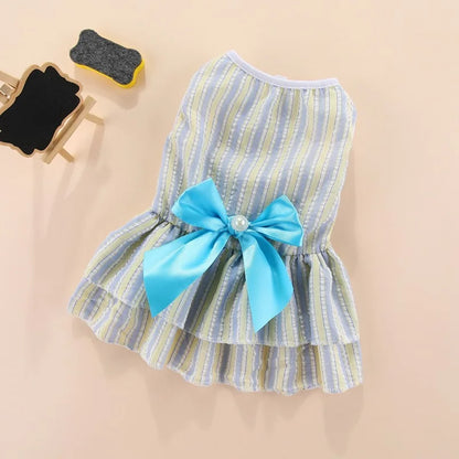 Elegantes Hundekleid mit Blumenmuster & Schleife – Prinzessinnenkleid für kleine Hunde & Katzen – Ideal für Yorkie, Chihuahua & Co.